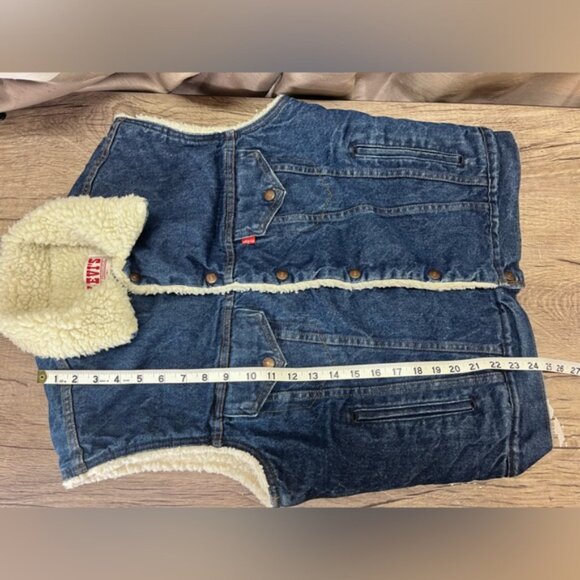 Vintage Levi’s Denim Sherpa Lined Trucker Vest Jacket Men M - Made in USA - Picture 5 of 9